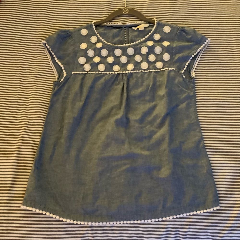 Boden Linen Cotton Short Sleeve Top, Size 4